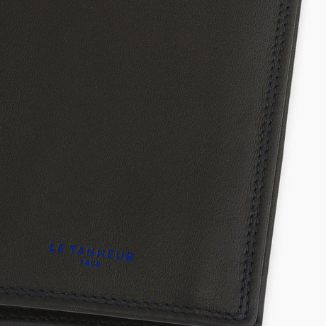 LE TANNEUR  - Portefeuille vertical homme zippé 2 volets modèle Martin en cuir lisse noir –