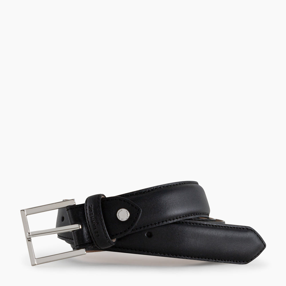 LE TANNEUR Ceinture homme en cuir noir au tannage végétal