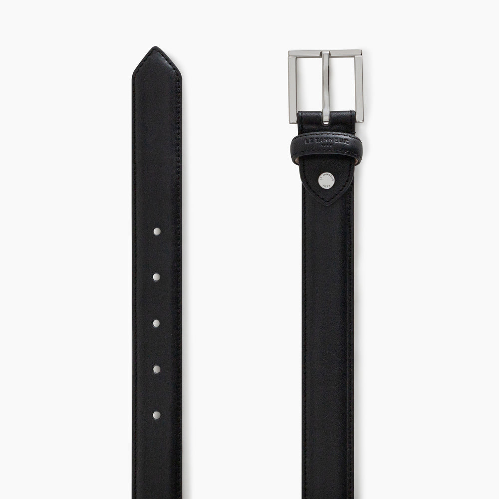 LE TANNEUR Ceinture homme en cuir noir au tannage végétal