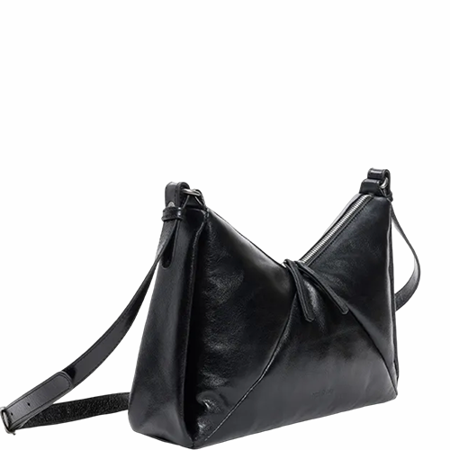 Sac bandoulière en cuir glacé Vanina NAT & NIN couleur noir