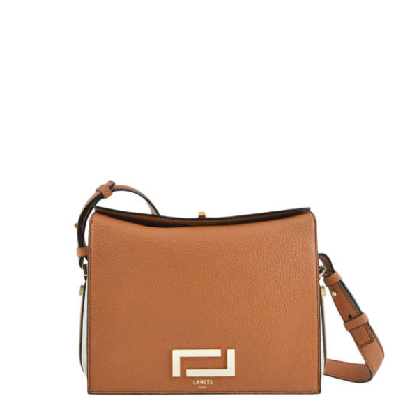 LANCEL Sac porté travers Pia S - Camel/Neige BAGADIE PARIS