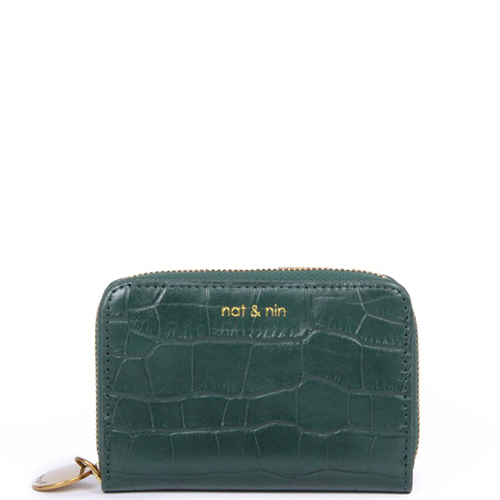 NAT & NIN - Porte-monnaie Pia - cuir façon croco trèfle BAGADIE PARIS