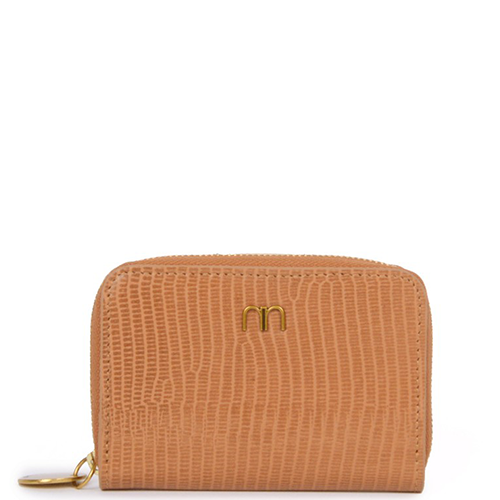 NAT NIN Porte monnaie Pia cuir facon lezard noisette BAGADIE PARIS