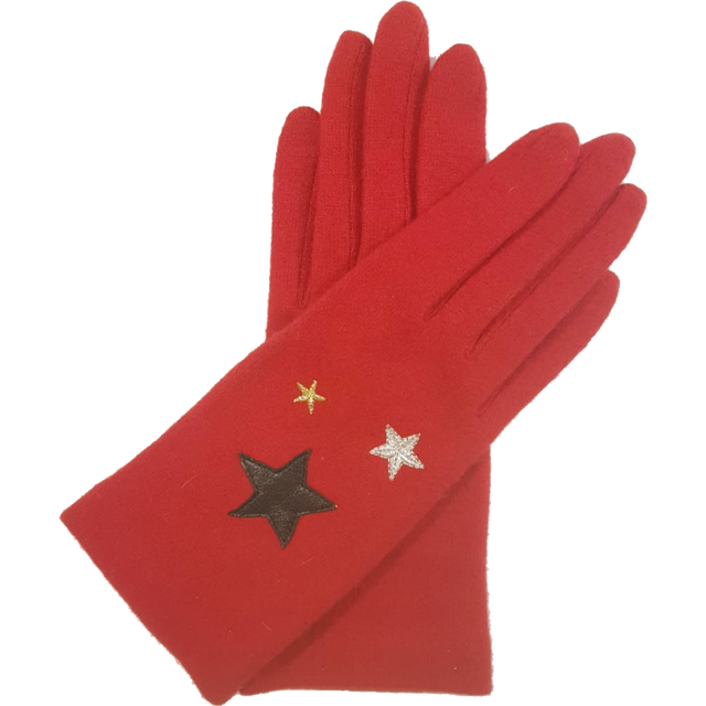 VINCENT PRADIER Gants tactiles avec étoiles - Rouge BAGADIE PARIS