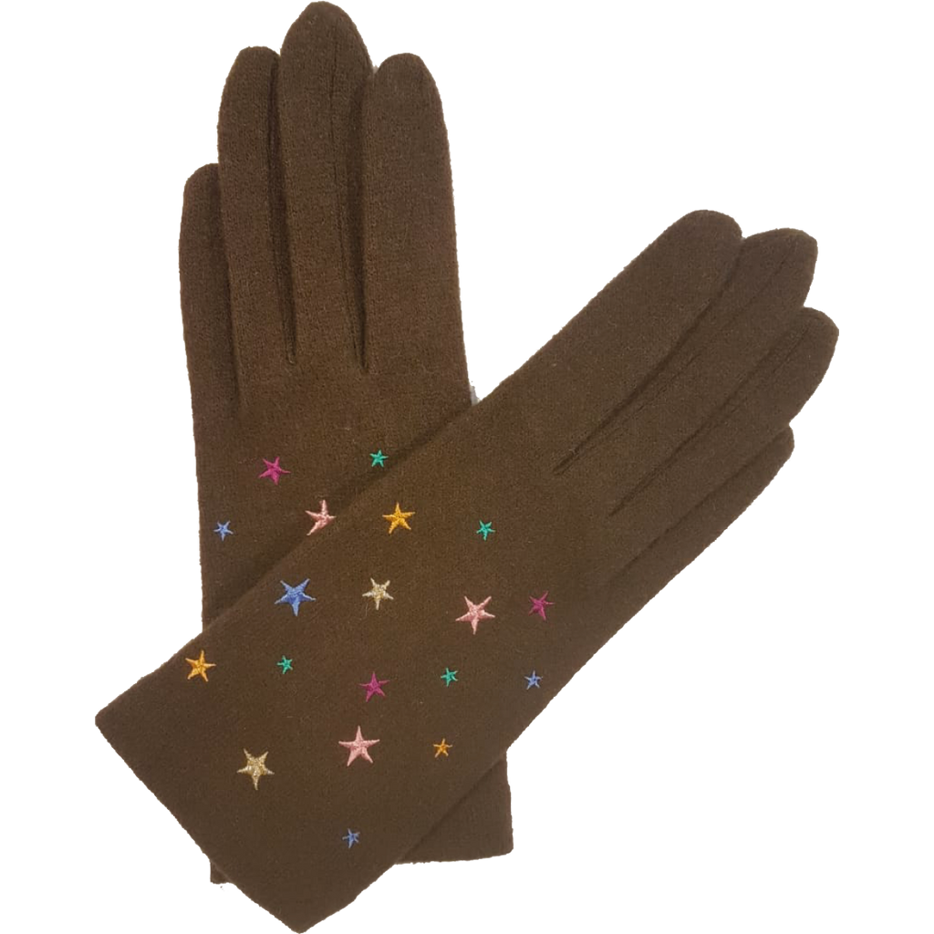 VINCENT PRADIER Gants tactiles étoilés multicolores - Marron BAGADIE PARIS