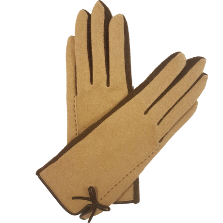 VINCENT PRADIER Gants avec noeud - Camel BAGADIE PARIS