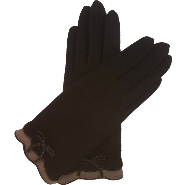 VINCENT PRADIER Gants tactile avec noeud en cuir - Brown/camel BAGADIE PARIS