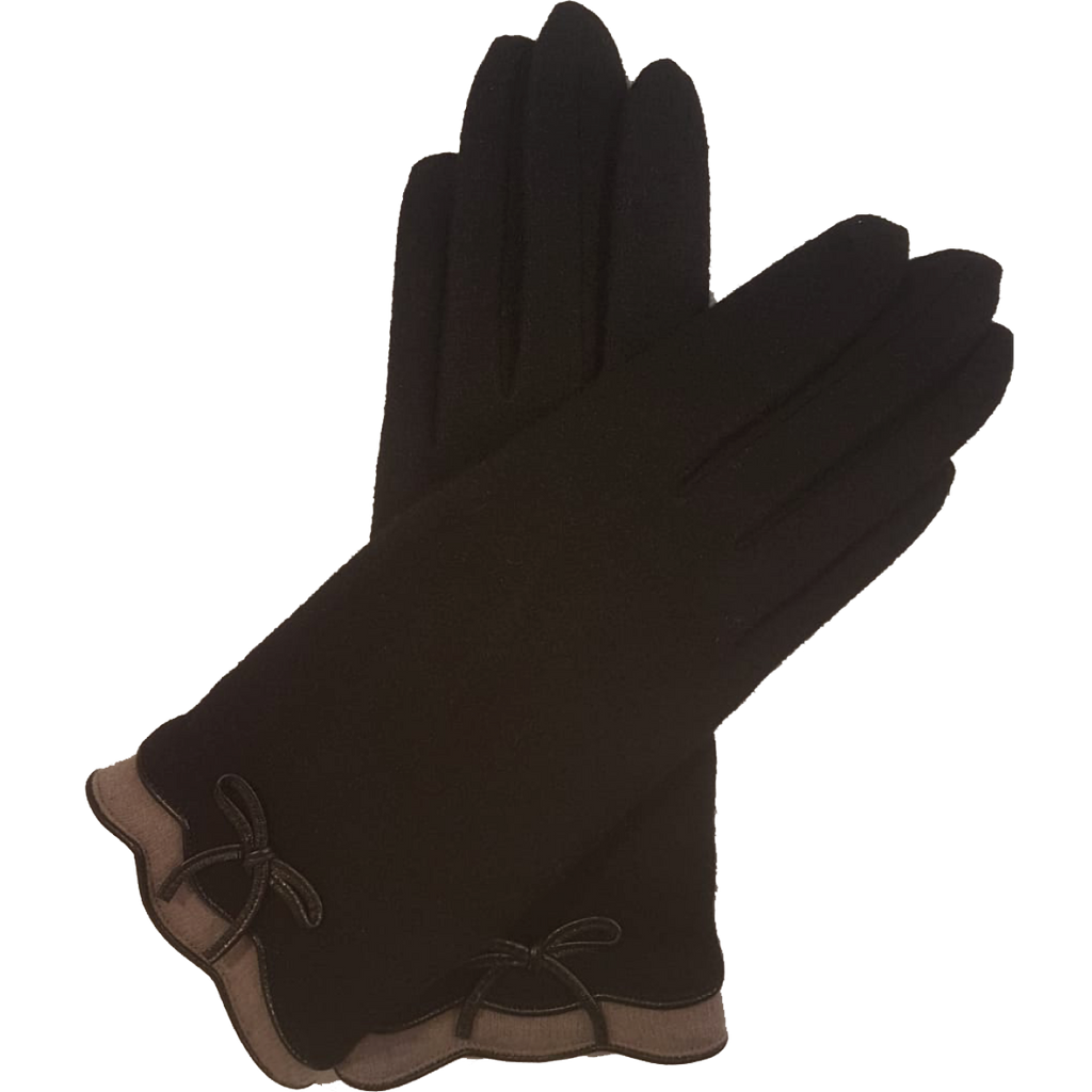 VINCENT PRADIER Gants tactile avec noeud en cuir - Brown/camel BAGADIE PARIS