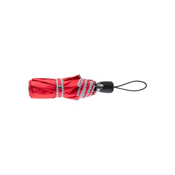 PIGANIOL - Parapluie Femme Chic Pliant Rouge finition Marine RAYURES