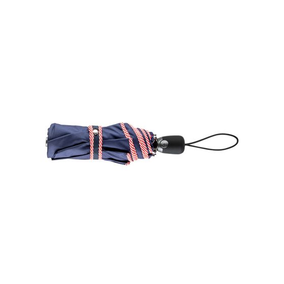 PIGANIOL - Parapluie Femme Chic Pliant Marine finition Rouge RAYURES