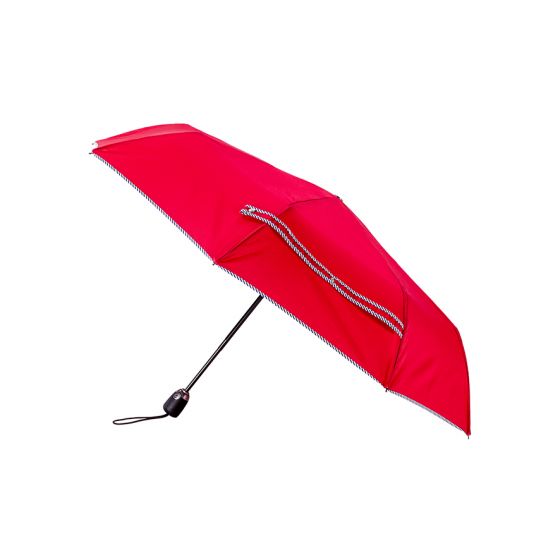 PIGANIOL - Parapluie Femme Chic Pliant Rouge finition Marine RAYURES